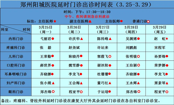 延时门诊坐诊信息